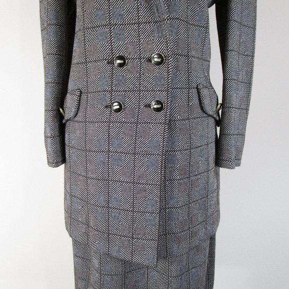 St. John Collection Metallic Gray Plaid Double Breasted Skirt Suit 10 Formal - Picture 3 of 16
